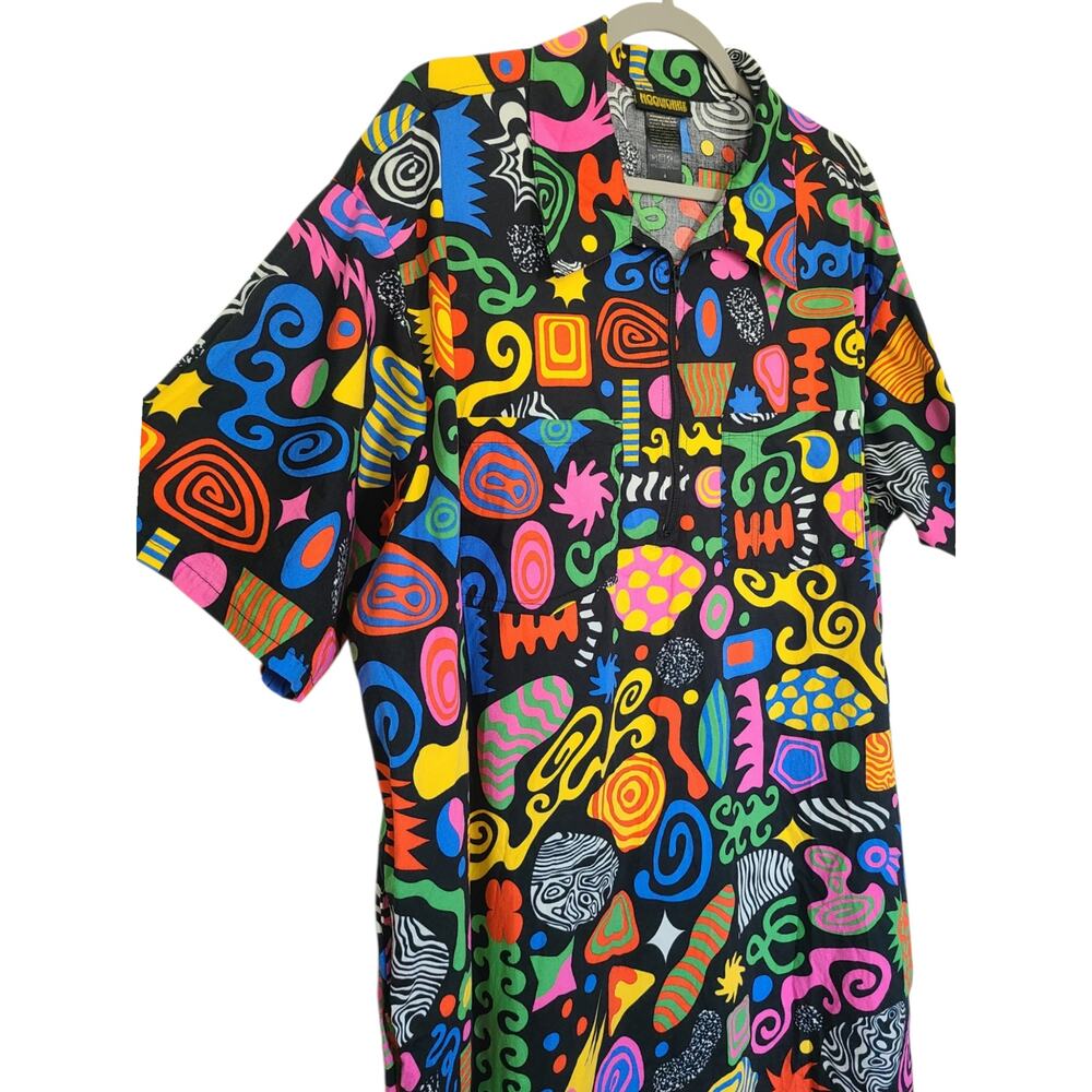 Nooworks Party Mix Leah Work Dress Retro 80s Pop Art Neon Half Zip Size 4(M) - Picture 3 of 5